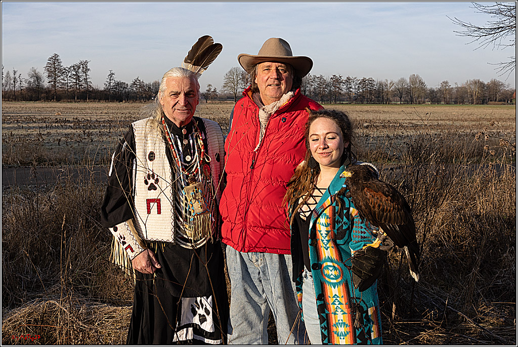 Cheyenne-Halbblut Hunting Wolf in der Falknerei Pierre Schmidt; Gymnich, 09.02.2023